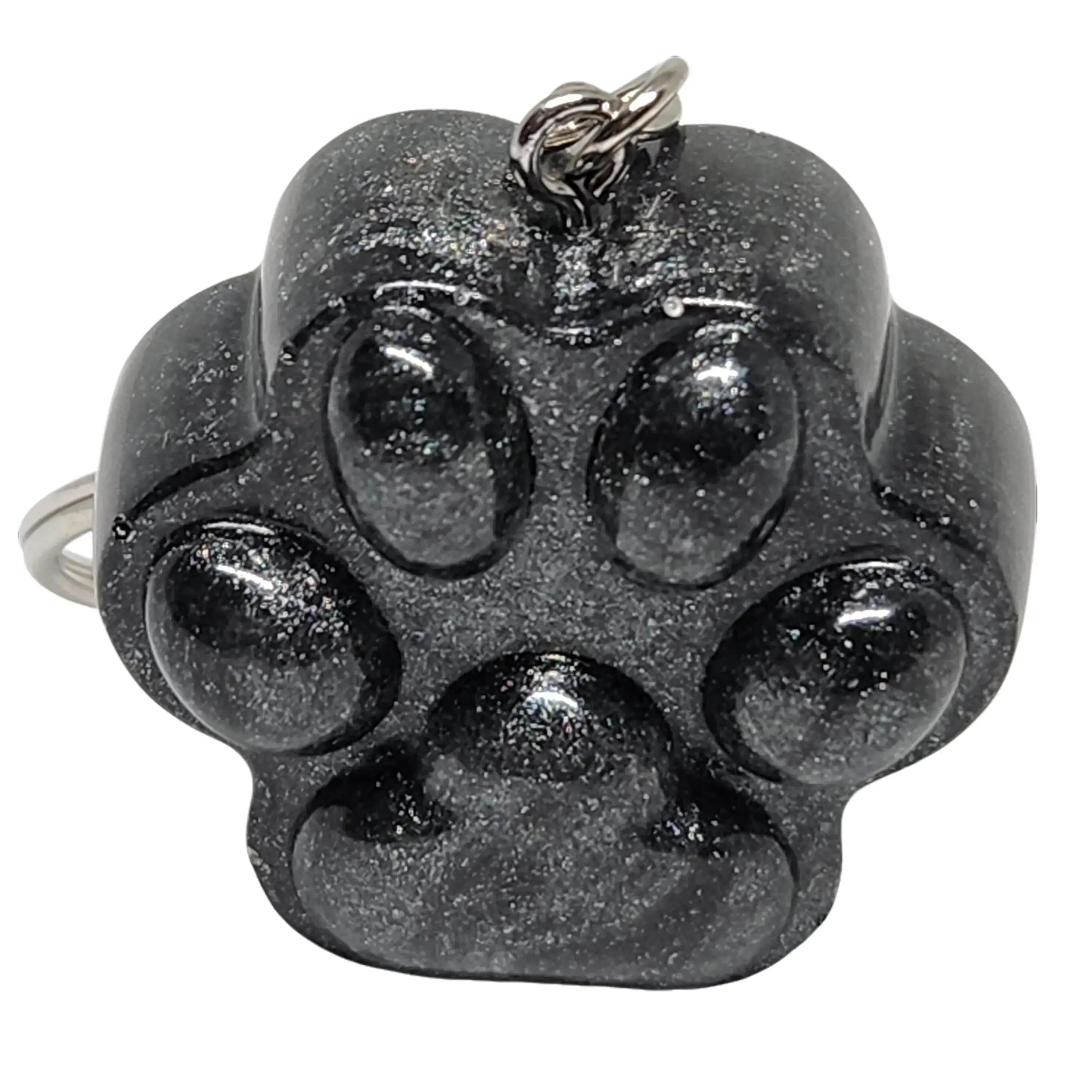 Black Glitter Paw Print Keychain - Small, Bold & Sparkly Accessory for Keys, Bags & Pets