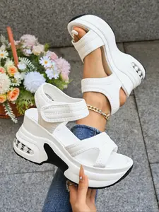 Women's Summer Outdoor Fashion Wedge Shoes, Beach & Daily Wear, Comfortable Sporty Sandals, Lightweight Design, Casual Style, Footwear For Beach