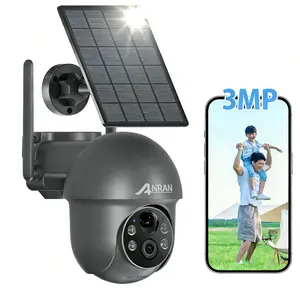 ANRAN 3MP Security Camera Wireless Outdoor,Only 2.4G WiFi,Solar CCTV Camera,360° View,Smart Siren,Color Night Vision,Human Detection,2-Way Talk