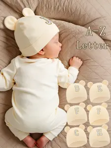 1PC Newborn Baby Hat 1-3 Months, Customizable 26 Letters, Cute Bear Ears, Super Soft Skin-Friendly, Unisex, Hospital, Baby Gift