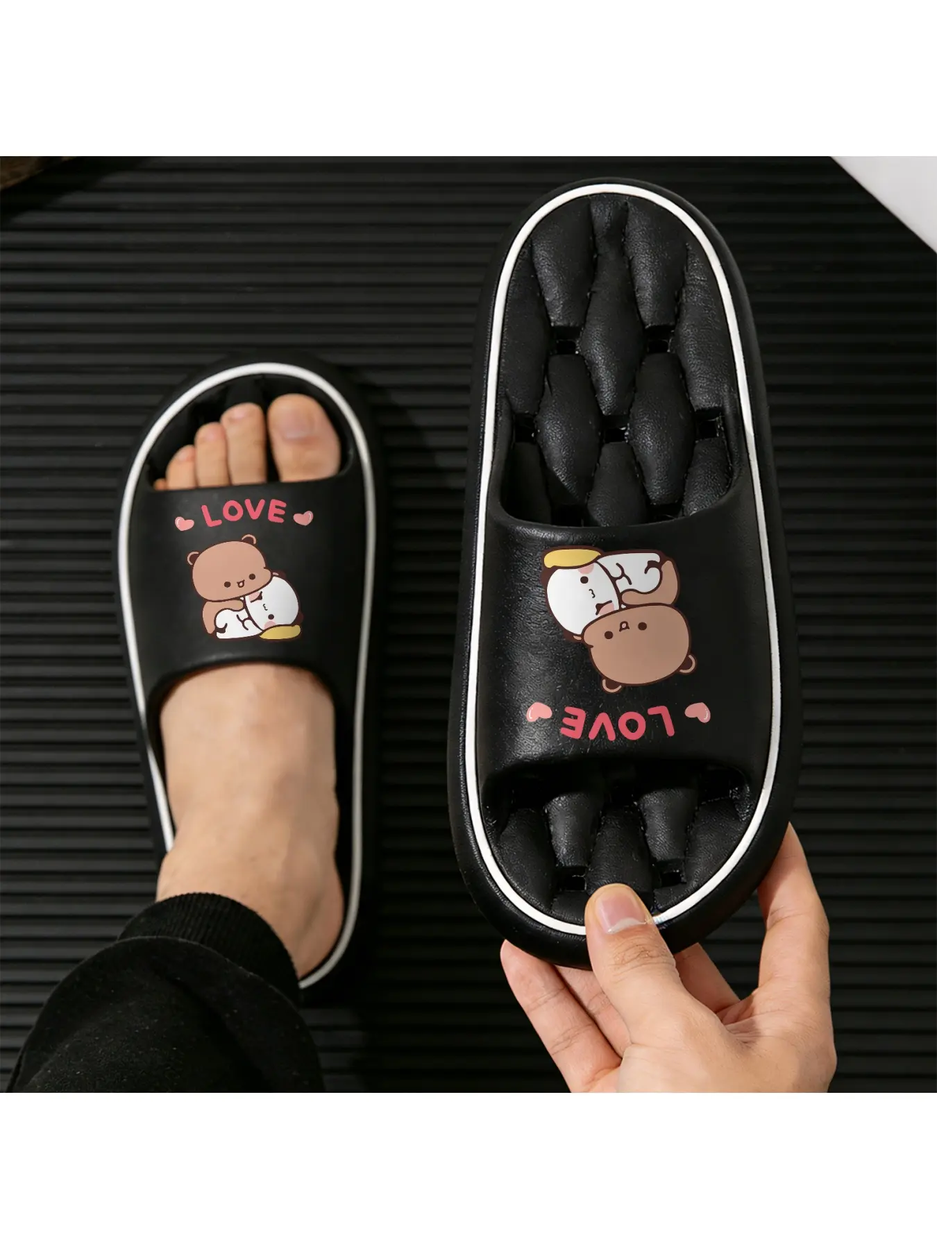 Couple Style Cute Hugging Cartoon Slippers, Soft Sole Non-slip Indoor Slippers, Silent Slippers for Bedroom and Living Room, Unisex Fun CP Slippers, Comfortable Slippers for Spring Summer Autumn, Home Slippers, Footwear