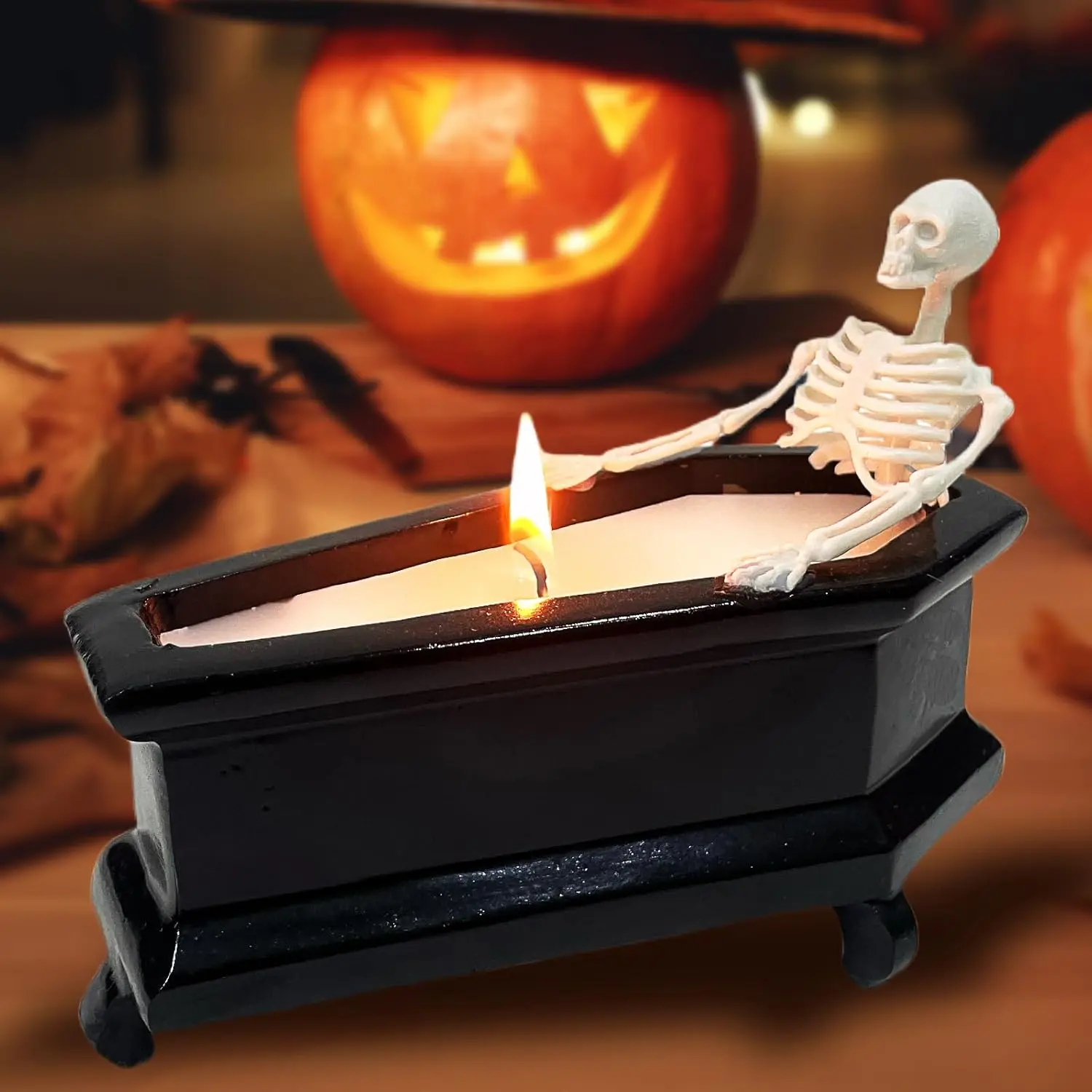 Halloween Skeleton Candle, Halloween Home Decor-Halloween Candles Long Burning Soy Candle with Gothic Design, Vintage Farmhouse Decoration for Home Indoor Room Tables, Spooky Gift for Women