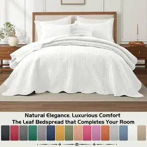 【 Weekly Picks 】Imperial Homeware 3 Pcs Quilted Bedspread Bedding Set Reversible Microfiber Coverlet with Pillow Shams for Summer - Lightweight Embossed Design Smooth & Skin Friendly Twin size (Include 1 Pillow Sham), Queen, King & California King Size