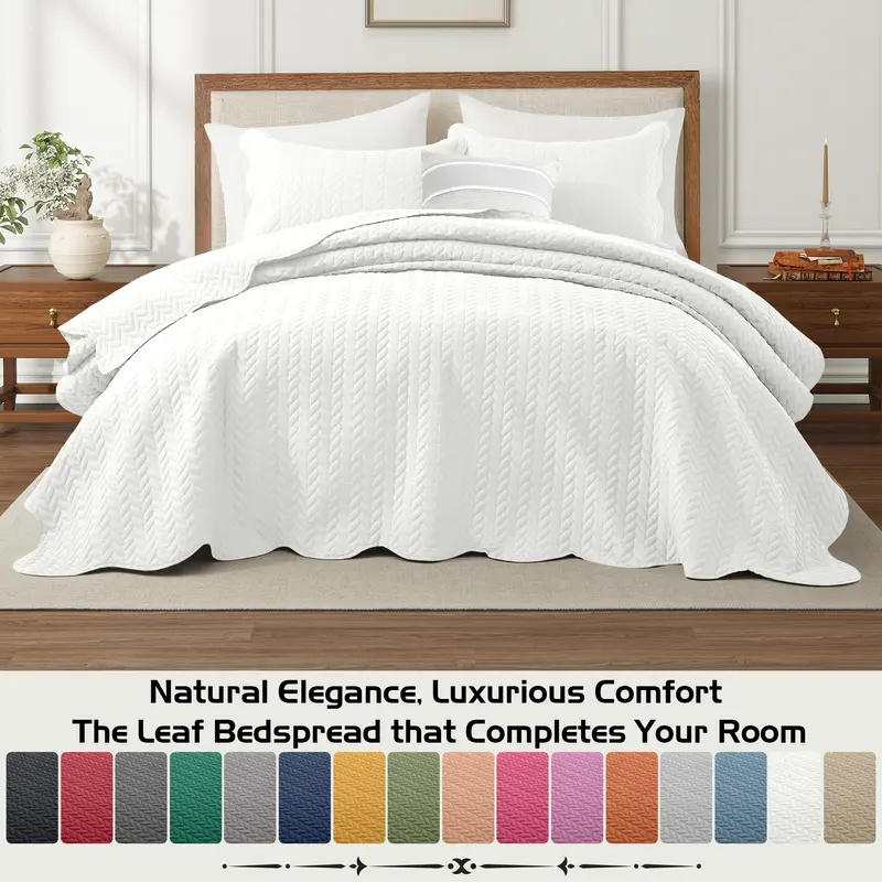 【 Weekly Picks 】Imperial Homeware 3 Pcs Quilted Bedspread Bedding Set Reversible Microfiber Coverlet with Pillow Shams for Summer - Lightweight Embossed Design Smooth & Skin Friendly Twin size (Include 1 Pillow Sham), Queen, King & California King Size