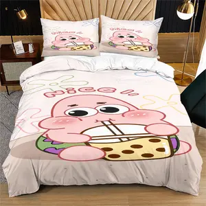 Spongebob Pattern,Soft Bedding Set,Includes 1 Duvet Cover And 1 Or 2 Pillowcases,Does Not Include Cotton Filling,Suitable As An Everyday,Birthday,Or Holiday Gift