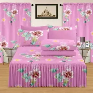 10 Piece Bedding Set with Floral Design in Pink and Green Colors for Comfortable Sleep