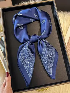 Men's Faux Silk Paisley Print Square Scarf, Multifunctional Neck Gaiter Accessory, Fashionable Practical Headscarf Tie, Turban