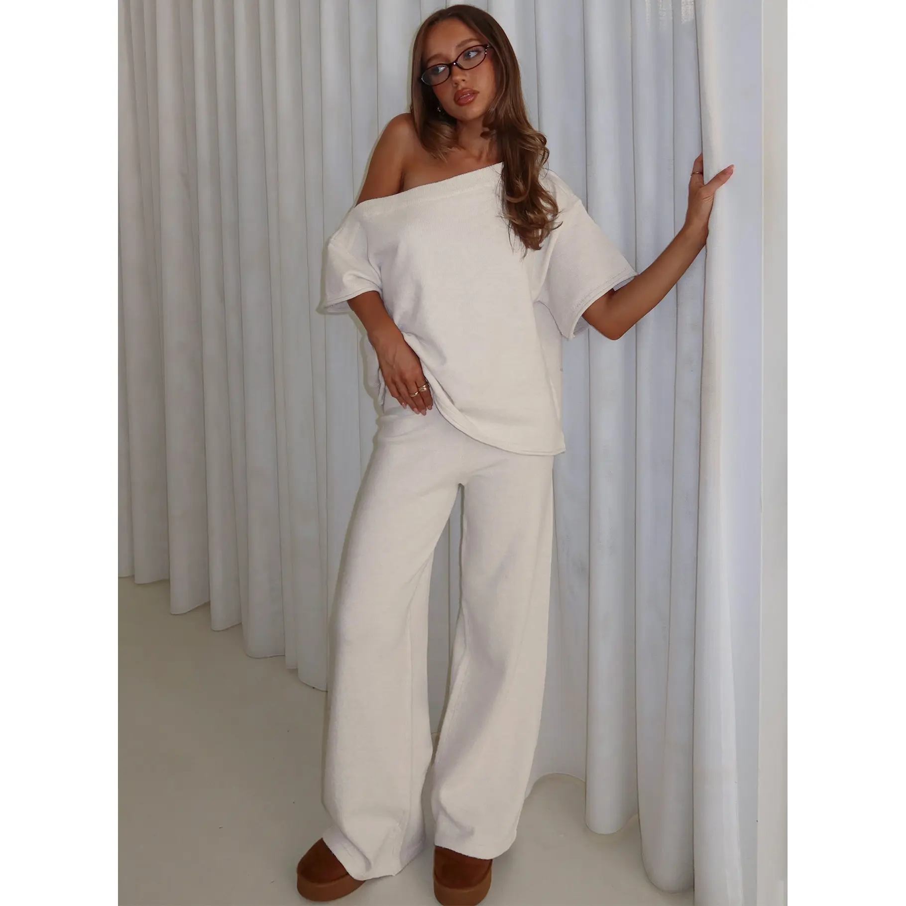 Bekki Wide Leg Knit Pant Oat