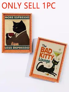 1pc Retro Black Cat Drinking Coffee Fridge Magnet, Magnets for fridge, American-style Fridge Magnet Decor, Suitable for Fridge Decor, Home Decoration Accessories, Fun Home Decorations, Decorative Gifts For Family and Friends