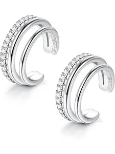 3 Pcs 925 Sterling Silver Ear Cuff Earrings Non-Piercing Fake Helix Conch Ear Cuffs Hypoallergenic Cartilage Cuff Earring For Women For Non Pierced Ears