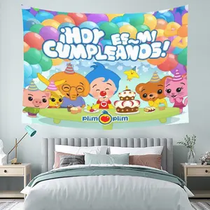 Plim Plim Birthday Backdrop - Spanish Party Tapestry "Hoy Es Mi Cumpleaños"