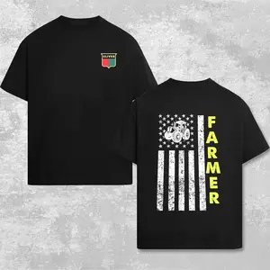 Farmer Oliver Tractor American Flag Graphic T-Shirt, Vintage Distressed Farming Tee, Country Lifestyle Shirt, Blue Collar Pride Workwear, Agriculture Lover Gift, Heavyweight Cotton Oversized Streetwear Tee, USA Farm Graphic For Men And Women, Sizes S–5XL