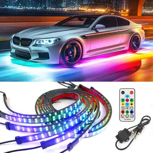 6PCS 12V Flowing Color RGB LED Strip Under Car Neon Light 60x150 BT App Control Car Products Underglow Light App Control