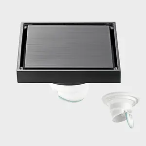 3.90 Inch Shower Square Drain, Bronze Floor Drain with Pipe, Reversible 2-in-1 Cover Tile Insert Grate, Removable, Stainless Steel, Matte Dark Gray, Suitable for Pipe 50/75mm