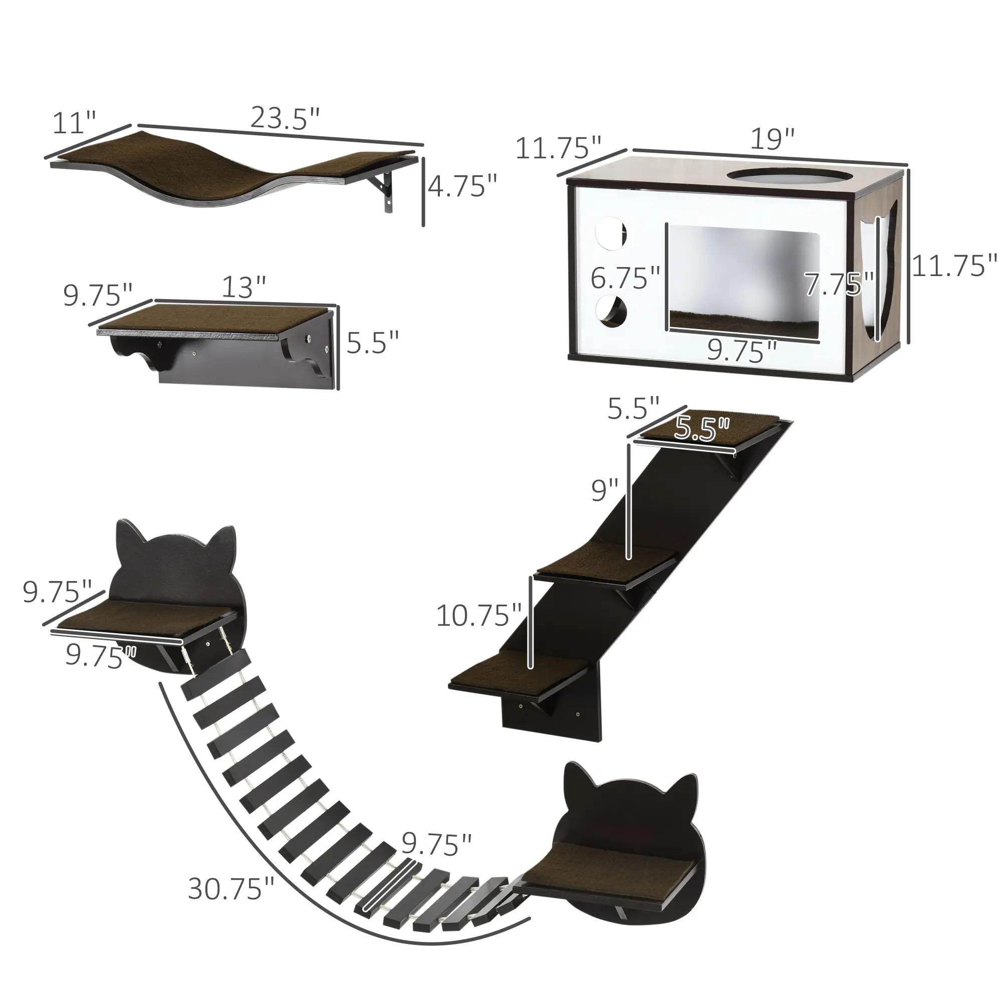 Coffee 5-Piece Stair Cat House
