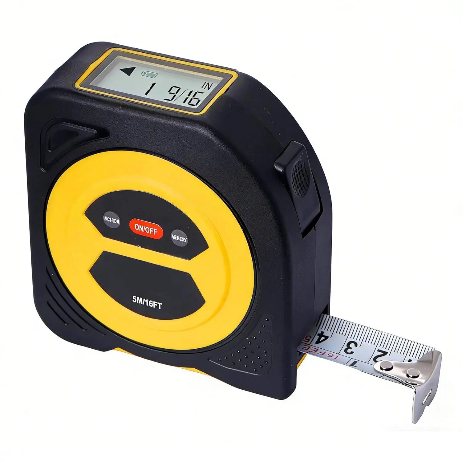 GJAHSH Digital Tape Measure 16ft/5m, Auto-Lock Measuring Tape with LCD Screen & 9 Data Memory Storage, 25mm Wide Retractable Blade, Metric & Imperial fathersdaygift