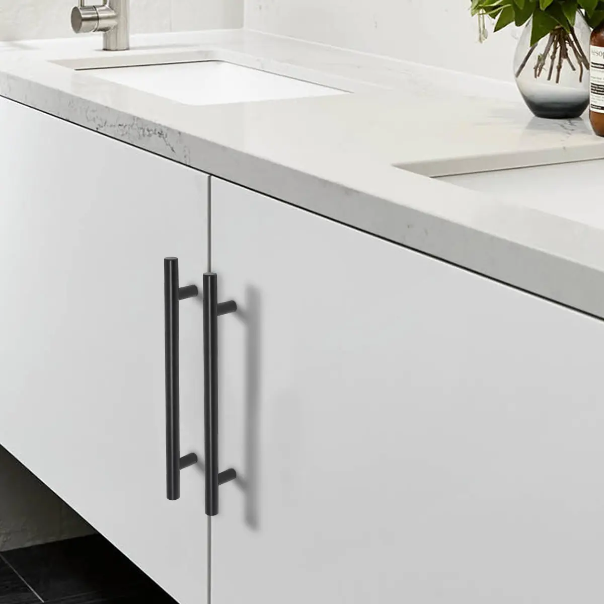 Probrico Black Cabinet Pulls Stainless Steel Kitchen Cabinet Handles, Round T Bar Cupboard Furniture Hardware,Drawer Dresser Closet Pulls Wardrobe Handles