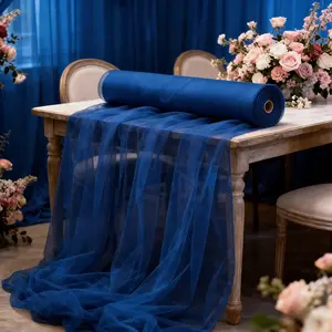 One piece, Sheer tulle, made of deep blue tulle fabric, perfectly suited for various decorative needs such as wedding arches, ceremony backdrops, banquets, birthday parties and holidays, indoor and outdoor decorations