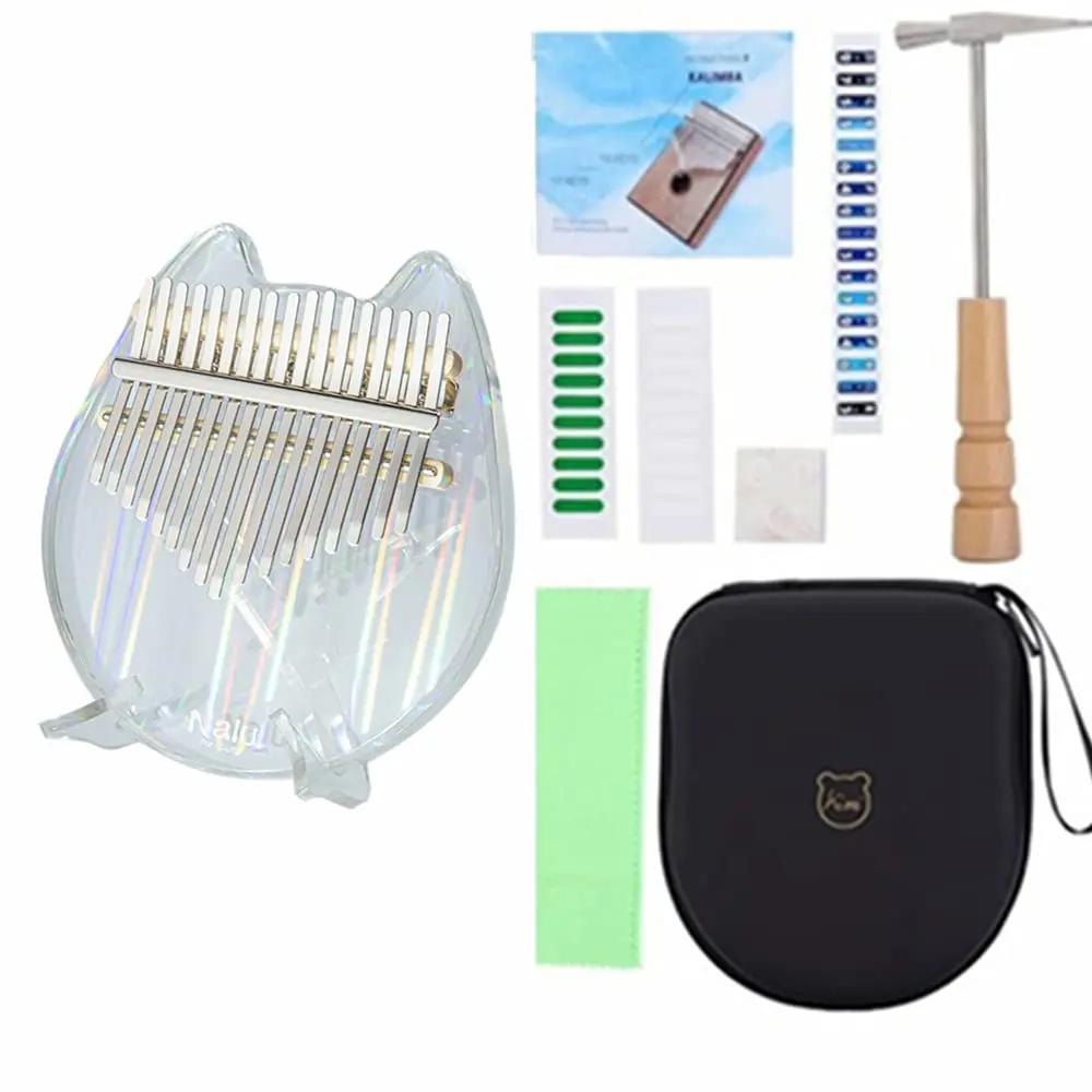 GARVEE Kimi 17-Kalimba Keys Transparent Acrylic Thumb Piano, Unisex Beginner Musical Instrument Gift with Tuner, Hammer, Gig Bag, EVA Case, Study Instruction