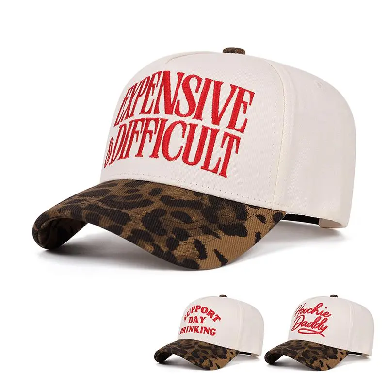 Men / Woman Adult Trucker Cap Leopard print letters Embroidered Design Breathable Baseball Cap Outdoor Activity Adjustable Casual Wear Hats Travel Tourism Beach Holiday Hat