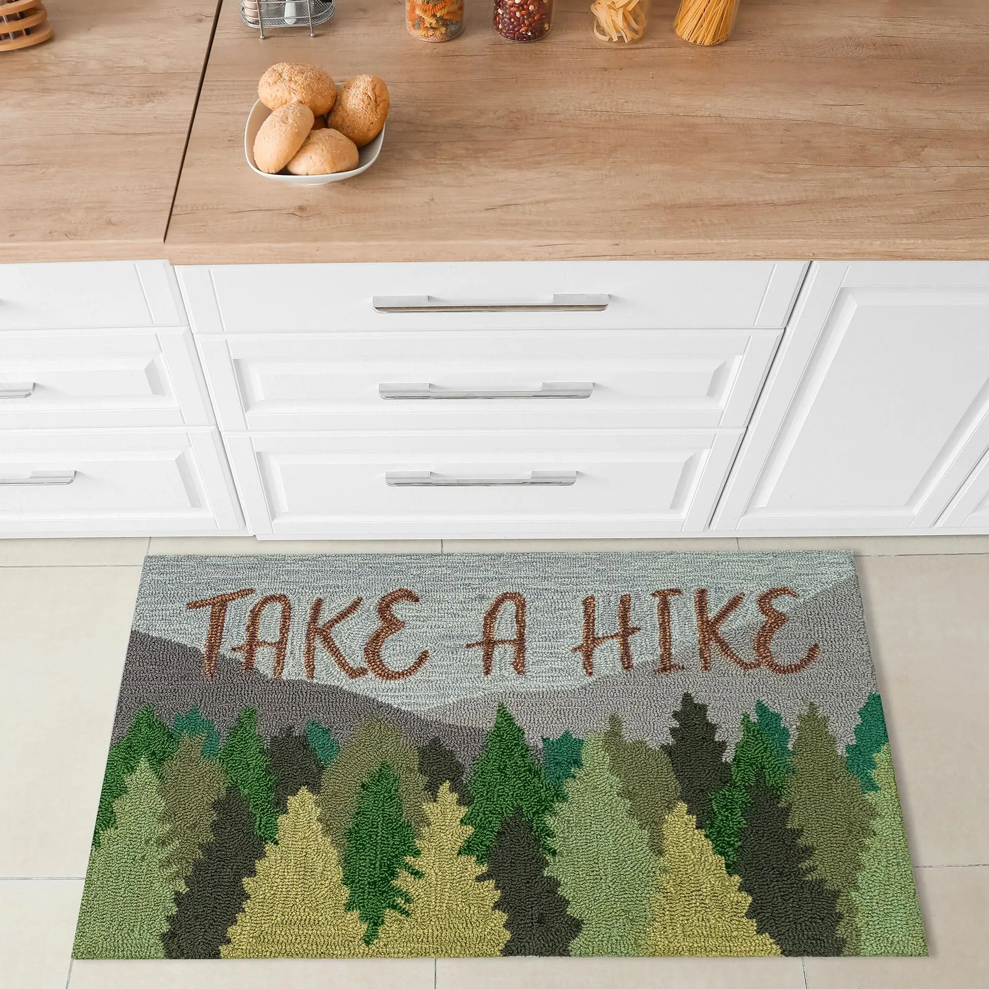 Lush Decor FRONTPORCH Indoor/Outdoor Hand Tufted Durable Area Rug - Contemporary Lodge Nature Decorative  (Take A Hike)