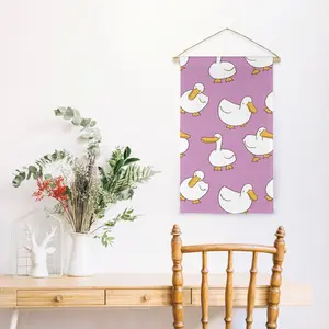 Cartoon Duck on Purple Background Linen Hanging Poster (without Fringe)(QUE)