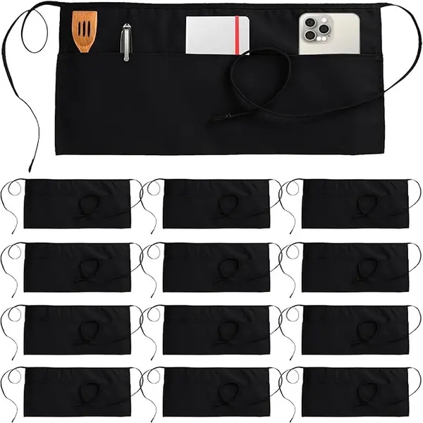 Kichly Polyester Server Aprons - 3 Pockets, Water & Oil Resistant, Adjustable Strap Waist Aprons for Waiters, Adjustable Strap Aprons Kichly Polyester Server Aprons - 3 Pockets, Water & Oil Resistant, Adjustable Strap Waist Aprons for Waiters, Adjustable Strap Aprons