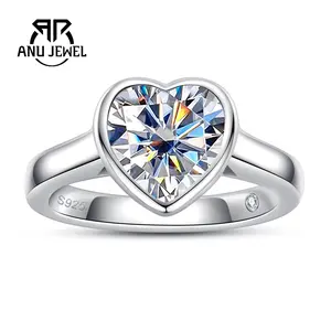 AnuJewel 3CT Heart Cut Moissanite Engagement Ring D Color VVS1 925 Sterling Silver Wedding Promise Ring Women's Ring Jewelry for Anniversary Brithday Proposal with Certificate