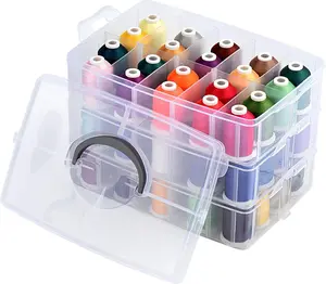 Simthread 63/40-Color 40WT Embroidery Thread Set Vibrant Durable Polyester 550Yards Each Organizer Box Hand Stitched Nylon Braided for All Machines Seamless Stitching Starter Kit