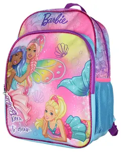 Barbie Born To Dream 17" Mermaids and Fairies School Backpack Travel Laptop Book Bag with Padded Adjustable Straps