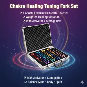 Tuning fork for healing set– 8-Piece Weighted Metal Frequency Forks (7 Frequencies + 1 Special), Includes Activator & Durable Aluminum Storage Box – For Calibration, Testing & Educational Use