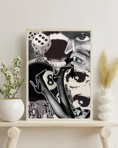 8 Ball Pool Poster,Lucky You Poster ,Fashion Poster , Lucky Girl Poster, Trendy Retro Print,Preppy Room Decor, Retro Black and White Poster