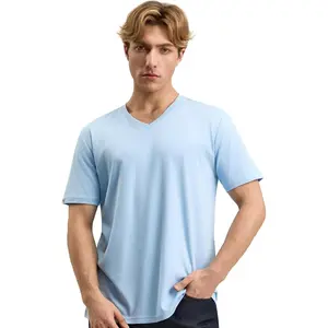 Mega Tshop V-Neck Short Sleeve T-Shirt Midweight 100% 6.35 oz Cotton Soft Casual Tee for Men Women Unisex Regular Fit Menswear Top Streetwear