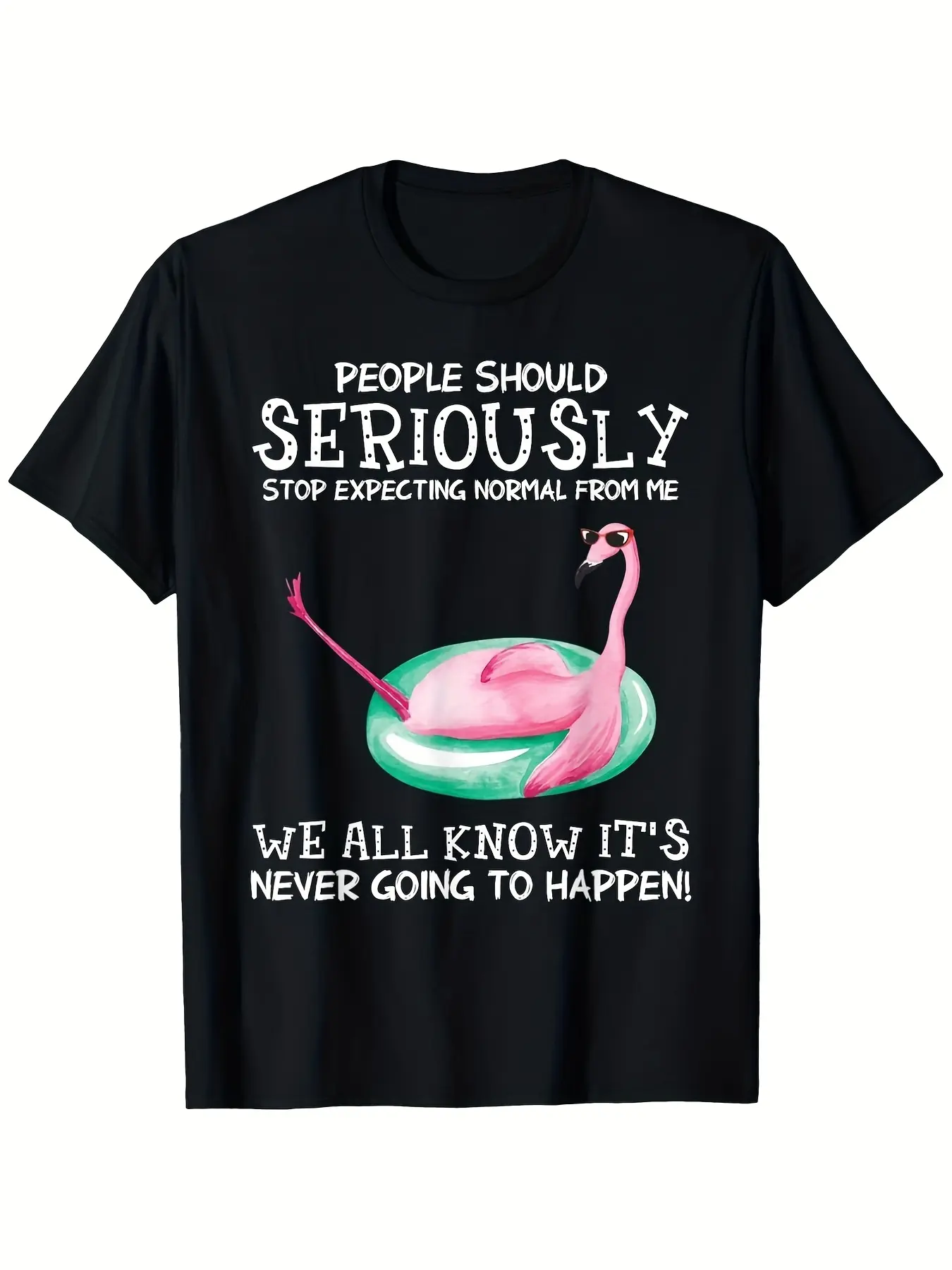 Funny Flamingo T-Shirt| 717%, Crew Neck, Regular Fit, All-season, Vintage Style, Perfect for Adults, Drawing Pattern, Short-Sleeved, 220G, Ideal for Halloween, Thanksgiving, Christmas, Valentine'S Day, Father'S Day Gifts