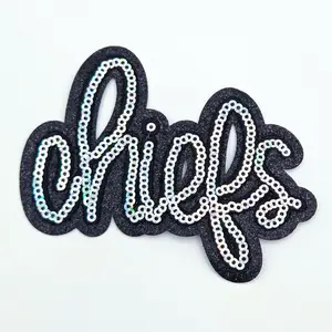 Chiefs Sequin Glitter Hat Patch – 4" x 3"