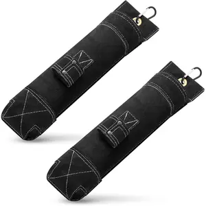 2 Pcs Welding Rod Holder, Large Flame-resistant Electrode Bag 16 Inch, Thickened Leather Pouch with Clip Wearable Waist Toolkit for Arc Welding Rod Storage(Black)