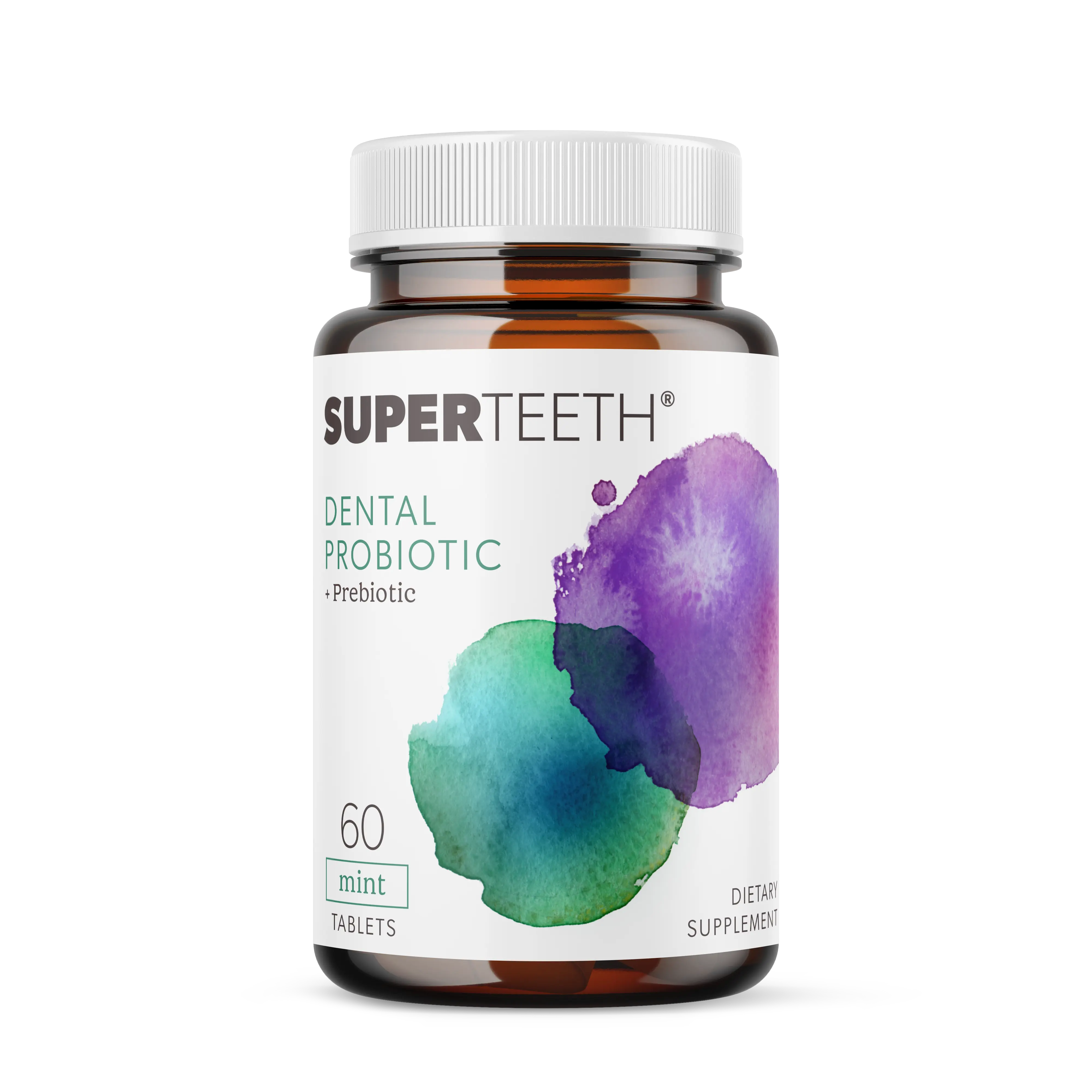 SuperTeeth Chewable Dental Probiotic for Adults & Kids | Support Healthy Teeth & Gums | Oral Health | Fights Bad Breath | BLIS M18 | 60 Mint Flavored Tablets | Fluoride & Sugar Free | Vegan Supplement