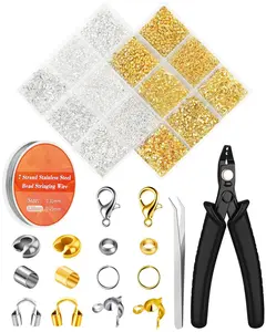 1950 Pcs Jewelry Making Cord End Kit,Crimp Tube Beads with Organizer Box,Includes Crimp Beads, Cover, Lobster Clasp,Jump Ring,Wire Guardians,Crimping Pliers & Beading Wire for Bracelets Necklace Visit the FIVEIZERO Store