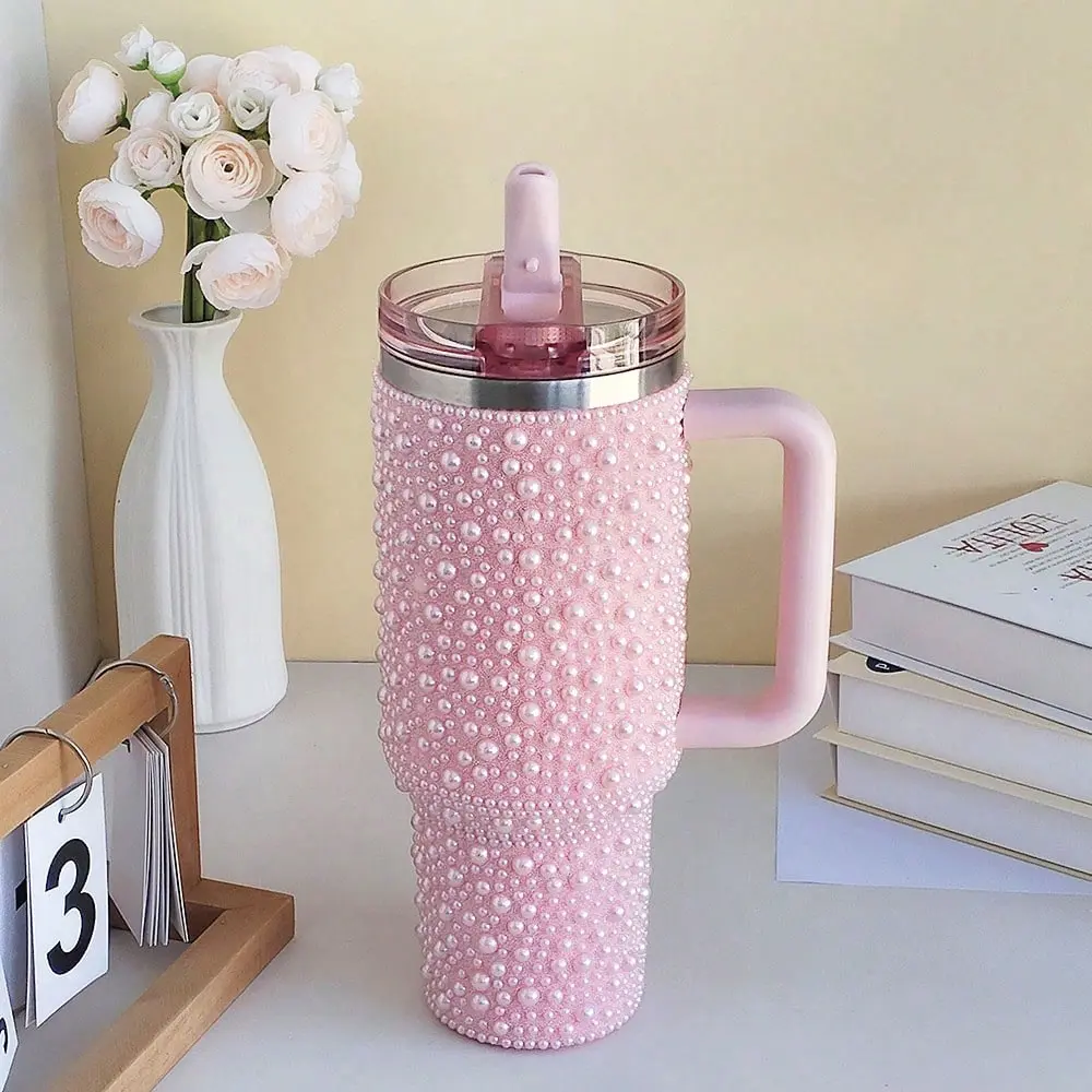 Multicolor 40oz (1200ml) Geometric Diamond Pearl Insulated Tumbler Flask - 304 Stainless Steel Double Wall Vacuum Water Bottle, Leak-Proof Straw Lid, Anti-Scalding, Explosion-Proof, 12h Cold Retention, 6h Hot Retention, Single Unit, US Local Warehouse