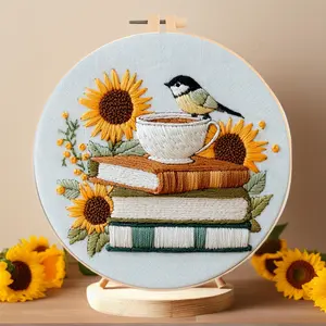 Bird & Sunflower Pattern Cross Stitch Kit, 1 Set DIY Cross Stitch Kit with Accessories & English Teaching Paper, DIY Embroidery Kit for Beginners, Embroidery Craft