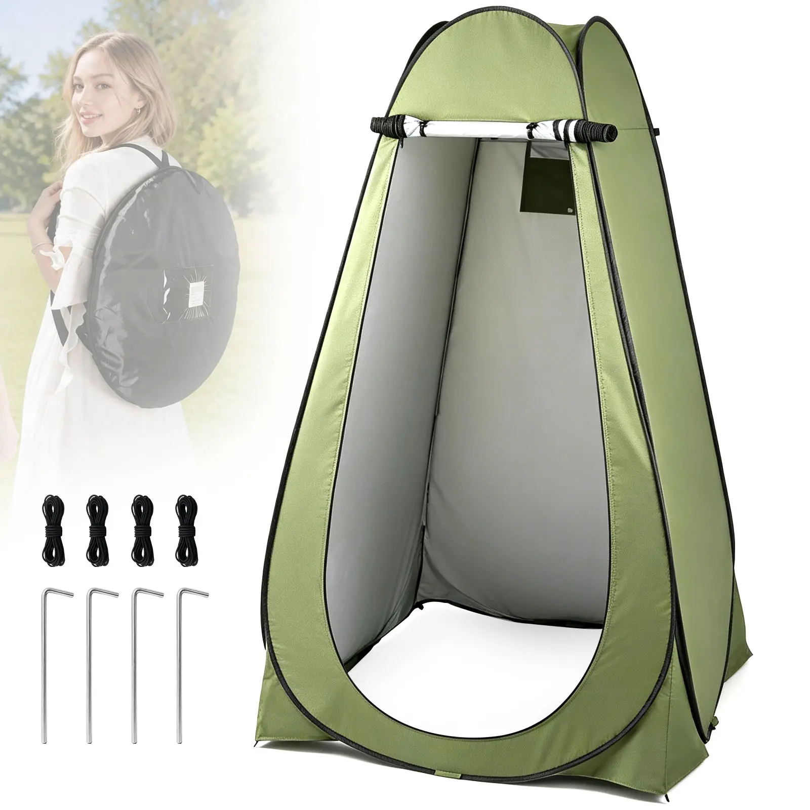 Pop Up Shower Tent for Camping Essentials, Portable Instant Changing Tent with Ventilation Window & Carry Bag, Privacy Dressing Room Bathroom Toilet for Beach, Outdoor, Spacious