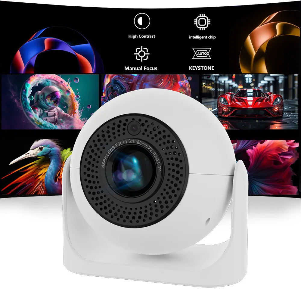 DEYSINN JY360 Mini Projector 720P HD 4K Support | Dual-Band WiFi Auto Keystone Smart Projector for Movies & Gaming