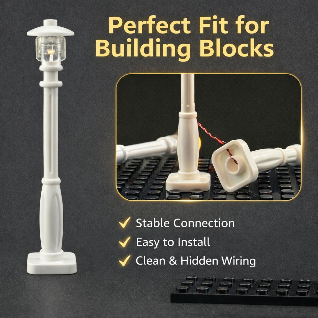 LYBMTWF 10PCS LED Street Light Kit for Building Blocks – Battery Operated USB City Lamp Post Accessories Warm Light DIY Upgrade for Display Case Diorama Mini Bricks