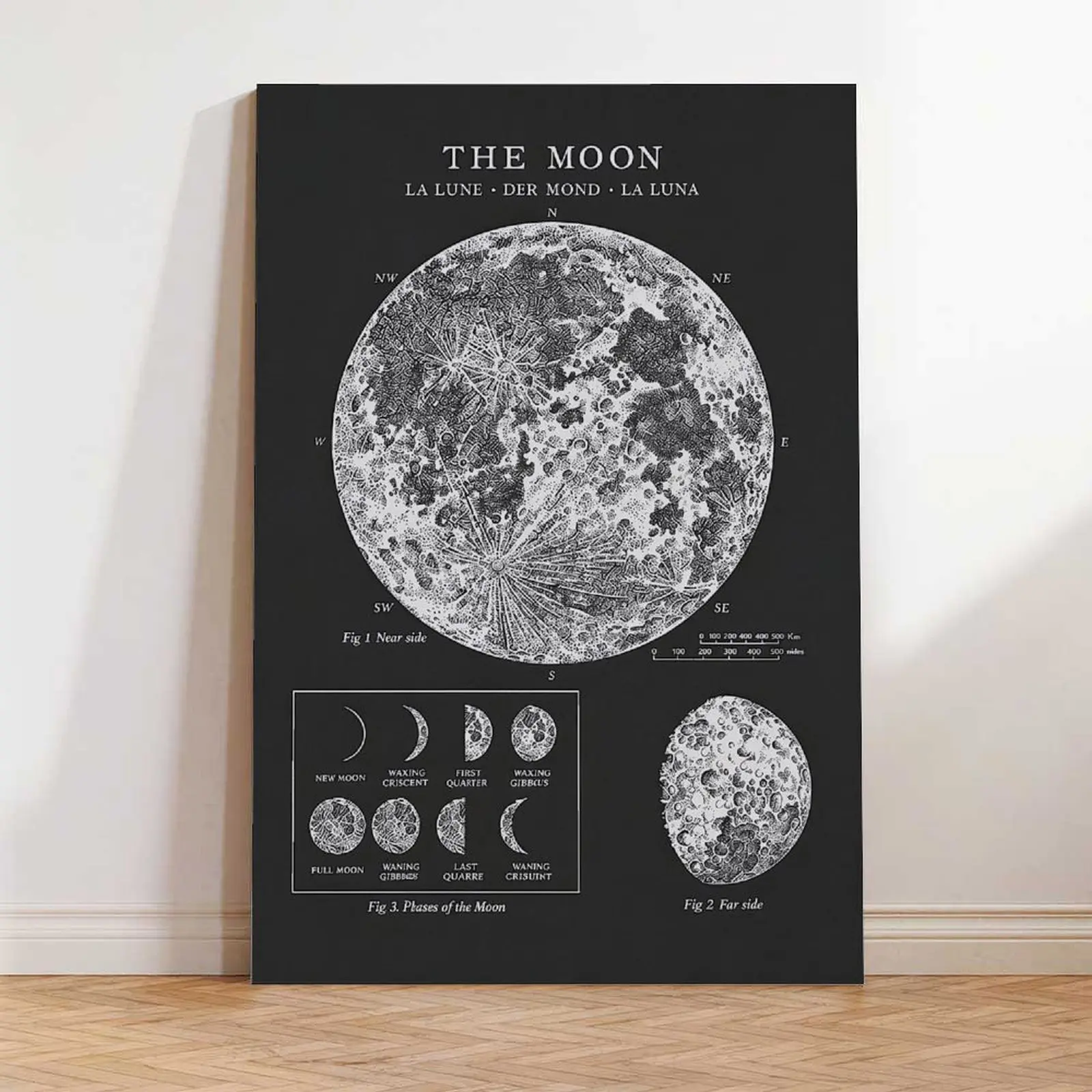 Artistic Lunar Earth Vintage Print - Minimalist Lunar Phases Wall Art, Astronomy Enthusiast Gift, Bedroom & Home Office Decor (Home Supplies Posters & Prints)