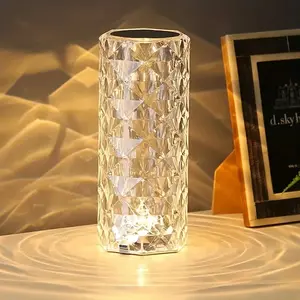 LED Crystal Diamond Table Lamp, USB Rechargeable, Remote Control, Color Changing Touch Control, Home Decor, Halloween, Christmas, Office Desk, Home Decoration Lamp