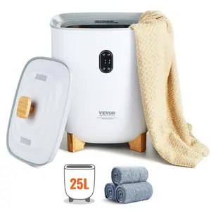 VEVOR Towel Warmer 25L, Towel Warmer Bucket with 2 Heating Modes, 20/40/60/90 Min Auto Shut Off, Bottom Heating Columns, LED Screen, Large Towel Warmer for Bathroom, Spa, Bathrobe, Blanket & Pajama