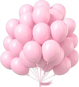 PartyWoo Pink Balloons 100 pcs 12 Inch Latex Helium Pastel Pink Balloons for Baby Shower Gender Reveal Birthday Bridal Shower Engagement Princess Bachelorette Butterfly Party Decorations Pink-Q05