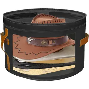 Oversized Clear Hat Storage Bag, Hat boxes for women storage, Cowboy hat storage, Hat accessories, hat organizer for closet, hat travel case with Handle, Holds Up to 10 Hats (Black 1 Pack)
