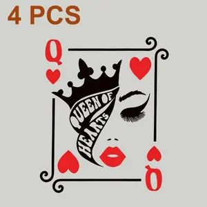 4 PCS Heat Transfer Vinyl Patches for DIY Projects Heart Spade Club Diamond Designs Tshirt Hoodie Backpack No Sew Iron on Stickers