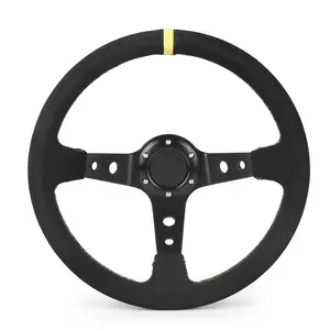 14 Inch 350mm Car Steering Wheel Suede Leather Drift Racing Game Universal